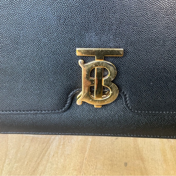 Burberry Medium TB Bag – Black Grained Leather with Gold Hardware - Picture 10 of 15